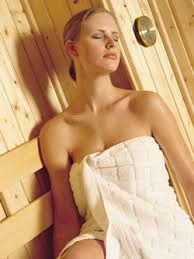 sauna sweating woman
