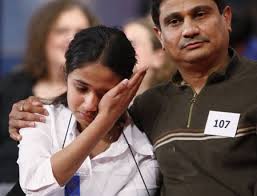 Kavya Shivashankar, 12, reacts after 