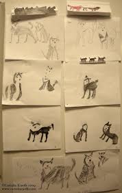 Kids Husky drawings and papercut 